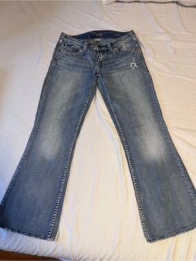 Silver Jeans AIKO Mid Rise Flare Bootcut Jeans W29 L33 Distressed Y2K Boho